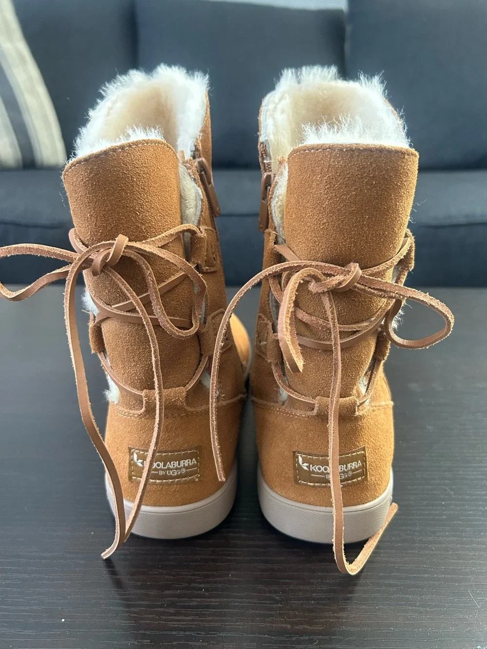 Kookaburra by Ugg shasi Suede Shearling-Lined Women's short Boots - Chestnut